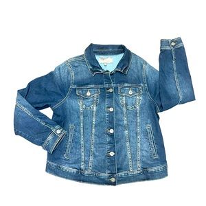 Women’s Torrid Stretchy Denim Jean Trucker Jacket Adjustable Waist Size 2